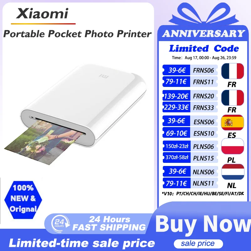 Original Xiaomi Mi Tragbarer Taschen-Fotodrucker 300dpi Kabelloser Bluetooth-kompatibler DIY Share Smart Mobiler Mini AR-Drucker