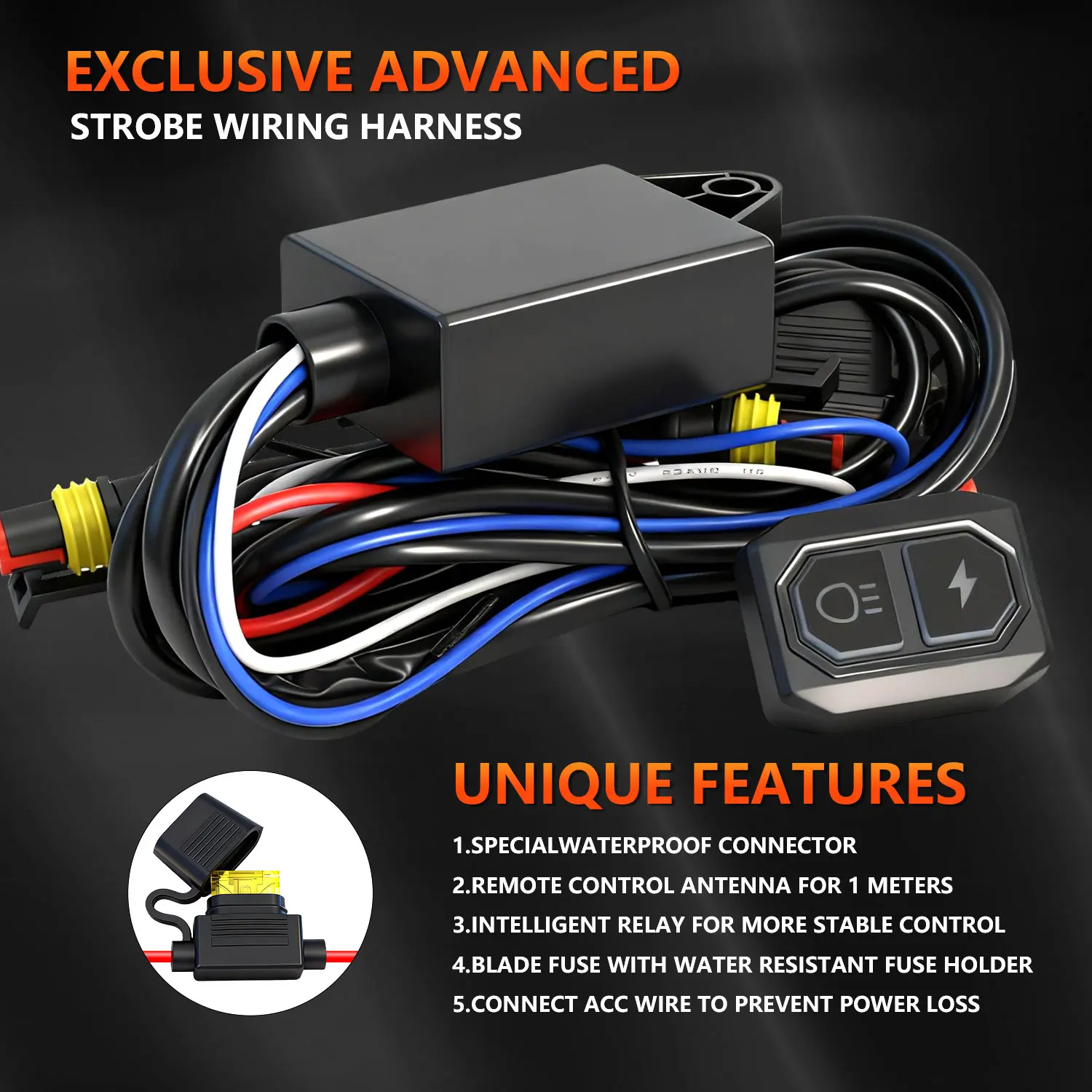 Motorcycle Spotlights Switch Kit 16AWG Heavy Duty  Fog Light on/Off Wiring Harness for Car Boat Truck 120W Cable Accessories view 6