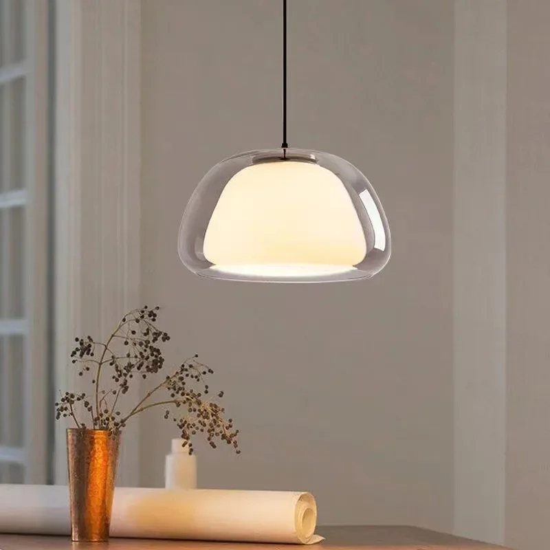 

Denmark Design Glass Pendant Lamp Nordic Postmodern Simple Living Dining Room Bedroom Double Glass hanging Lighting