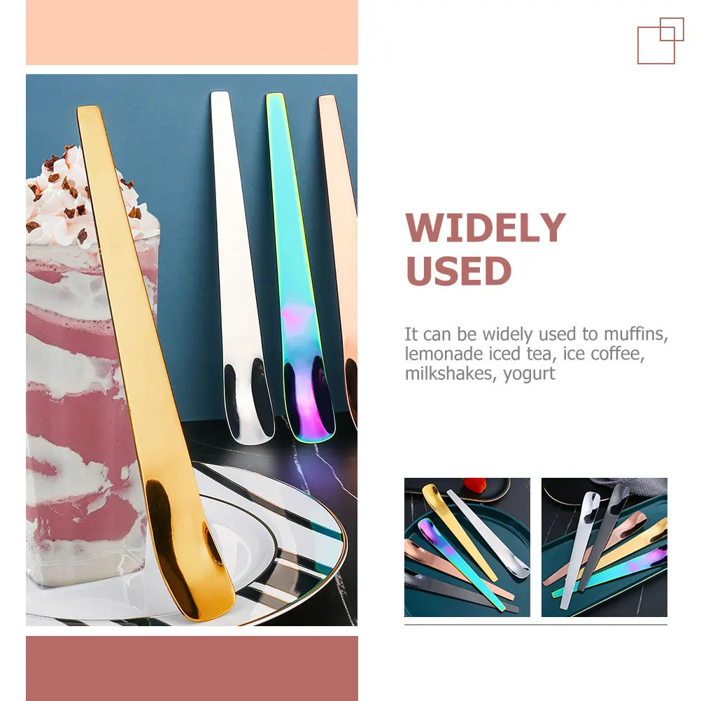 

2Pcs Iron Shovel Stainless Steel Long Handle Spoons Coffee Stirring Dessert Mixing Spoons for Ice Cream Tea Ice Cream Spoon