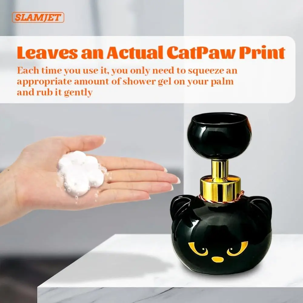 Large Capacity Cat Paw Foam Soap Dispenser Paw-Shaped Bubbles Soap Box Black Foaming Pump Bottles Refillable