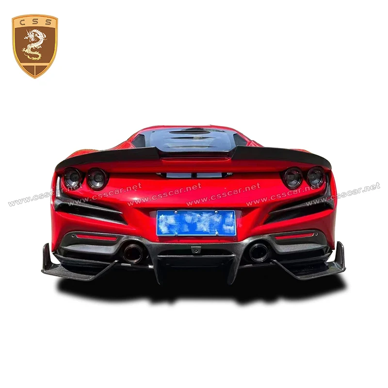 For Ferrari F8 Model MSY Style Car Spoiler Tail Wing Rear Trunk Lid Spoiler Wing Glossy Black Dry Carbon Fiber Look Body Kits