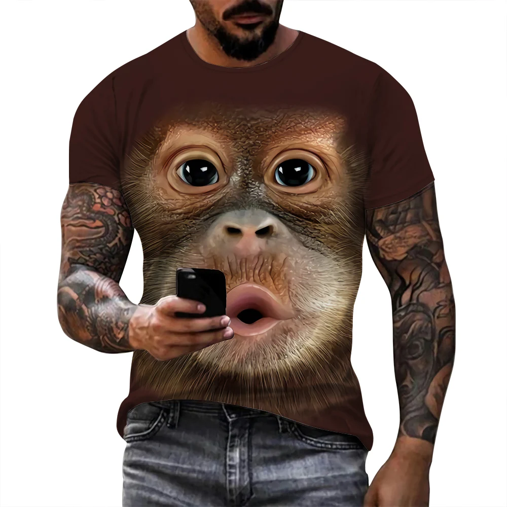 CLOOCL Men T Shirt 3D Graphics Mouth Monkey T-shirt Animal Printed Women T-shirt Short Sleeve Men's Big Belly Funny Tshirt Tops
