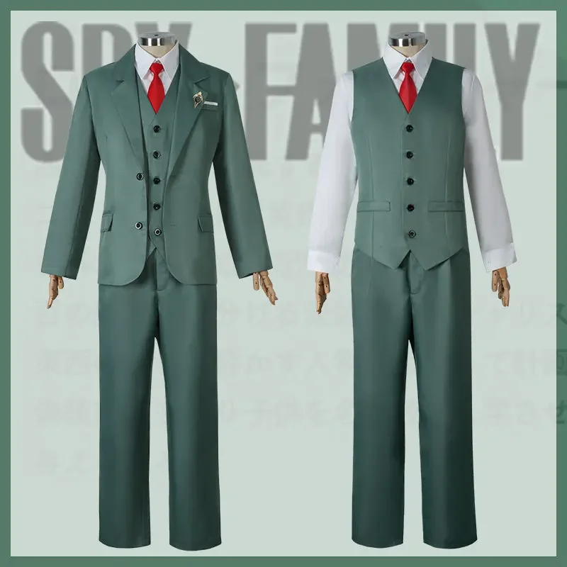 ANIMECC Loid Forger Cosplay Costume Wig Hat Light Green Suit Twilight Outfit  Anime  Halloween Party Costume for Men Boy S-XXL
