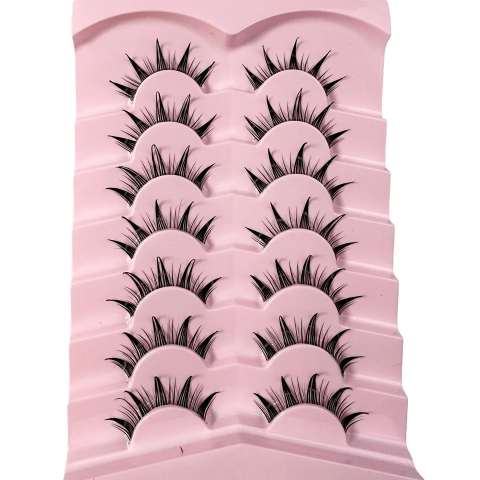 Nuevo 14/10/7/5 pares Pestañas manga naturales, suaves, cruzadas, banda transparente, pestañas postizas tipo muñeca para extensión cosplay 5