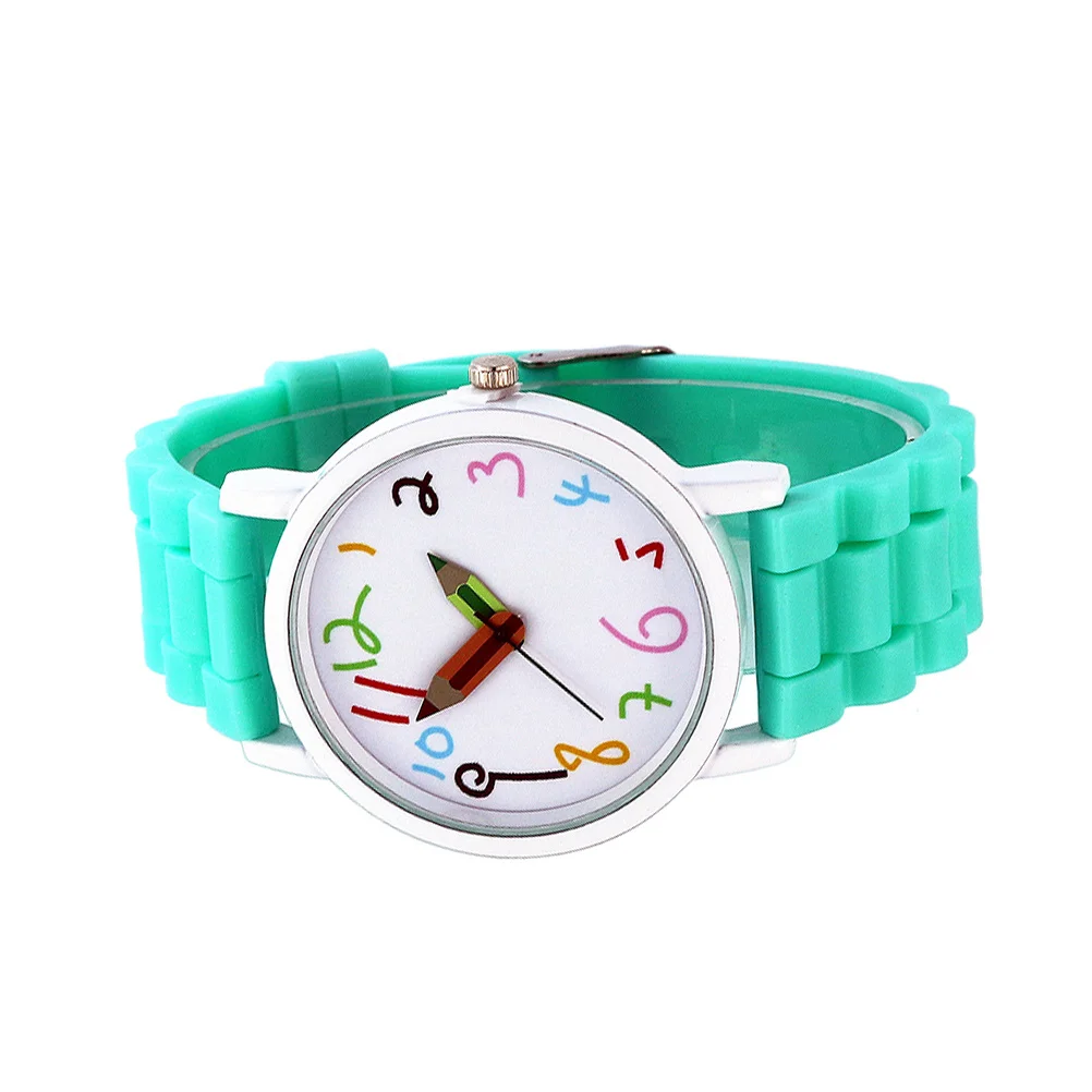 Fashion Cartoon Children Watch Creative Pencil Pointer Silicone Kids Wristwatch Durable Sturdy Comfortable Easy Wear Birthday