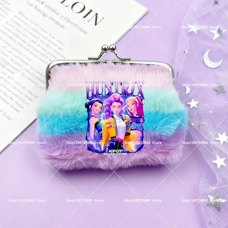 

4 Inch KPop Demon Hunteres Coin Purse Stripe Rainbow Card Holder Girls Cute Anime Rumi Mira Zoey Key Bag Wallet Birthday Gift