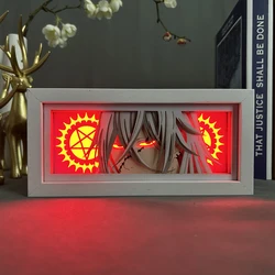 Anime podświetlana tablica czarny lokaj przedsiębiorca pogrzebowy lampa do gier oświetlenie pokoju dekoracja Lightbox 3d wycinanka lampa stołowa Manga czarny lokal