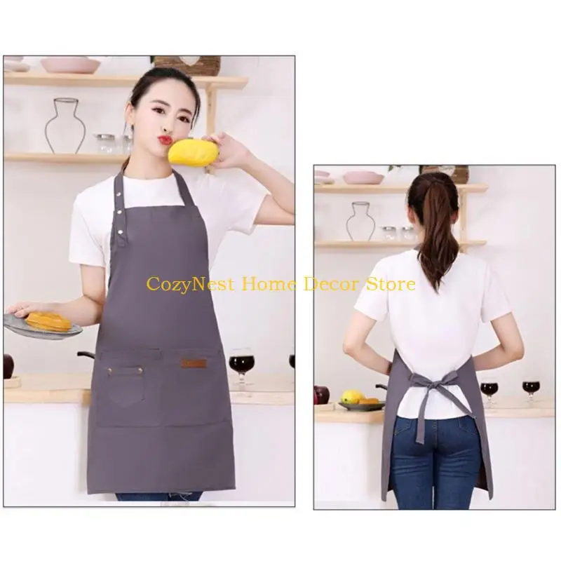 92MF Waterproof Polyester Apron Adjustable Button Oil Resistant Kitchen Cooking Craft Activities