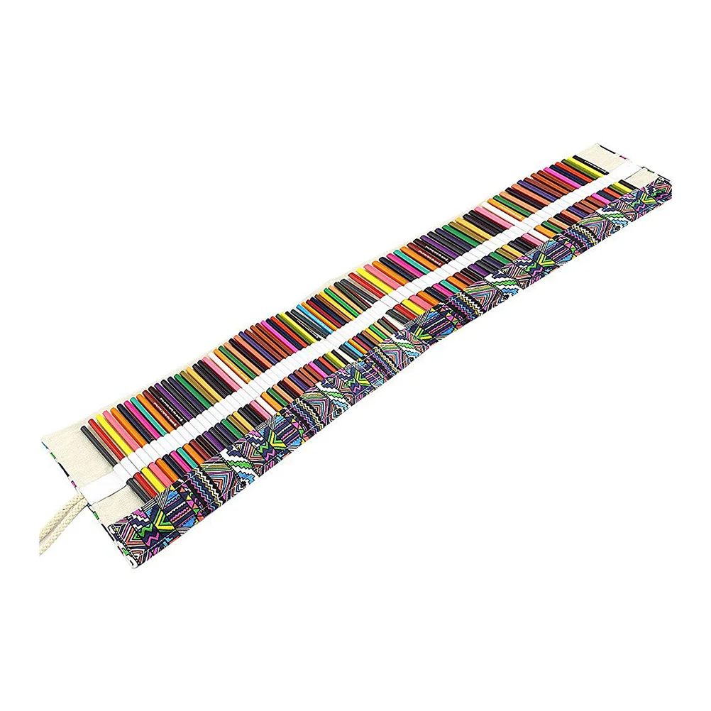 Colored Canvas Roll Up Pencils Wrap 72 Pencils Holder for Gen Pens Colored Pencils Set (72 Slots Pencil Wrap)