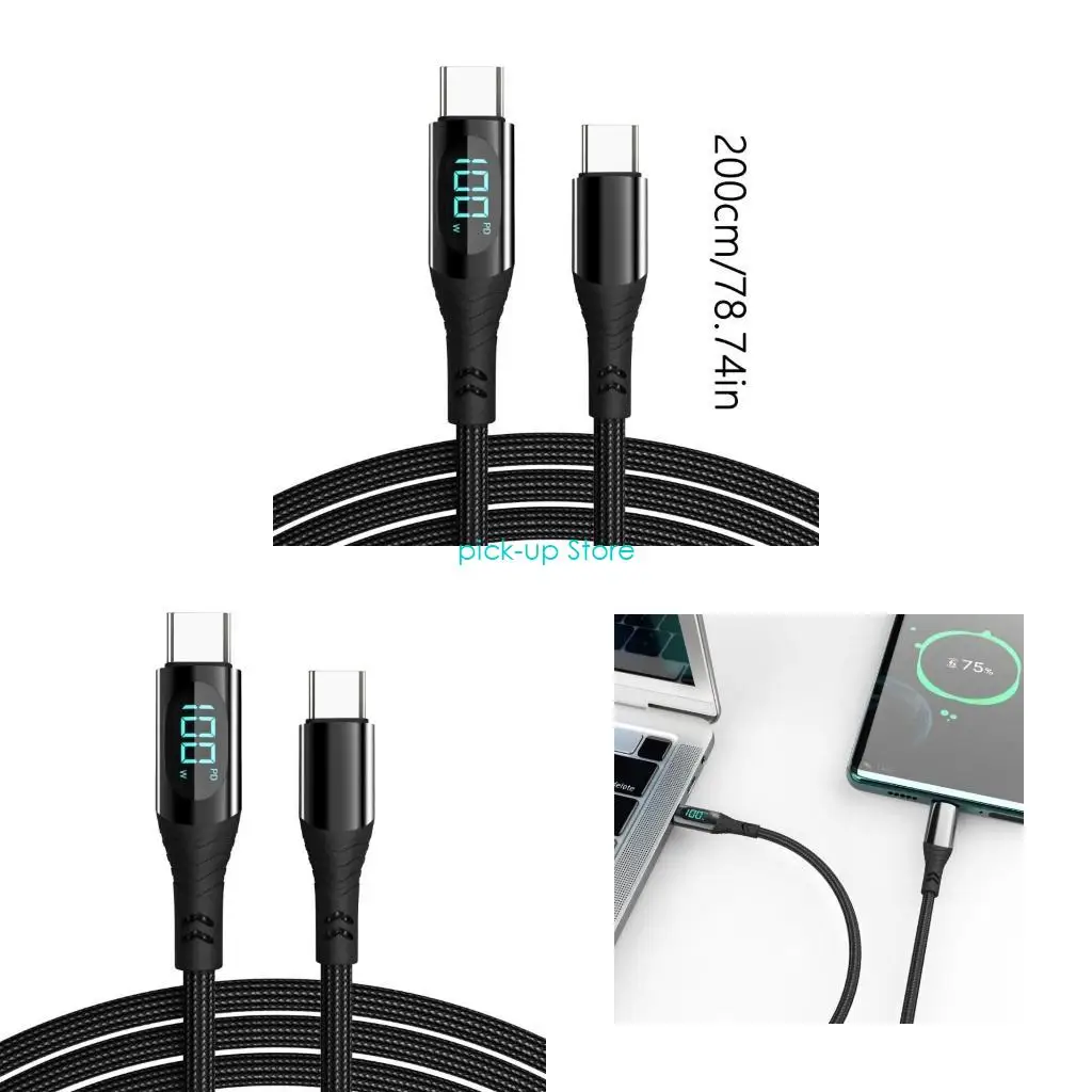 

Q5WA 100W Double Type C Power Cable with Digital Readout for Electronics Fast Charging Data Line