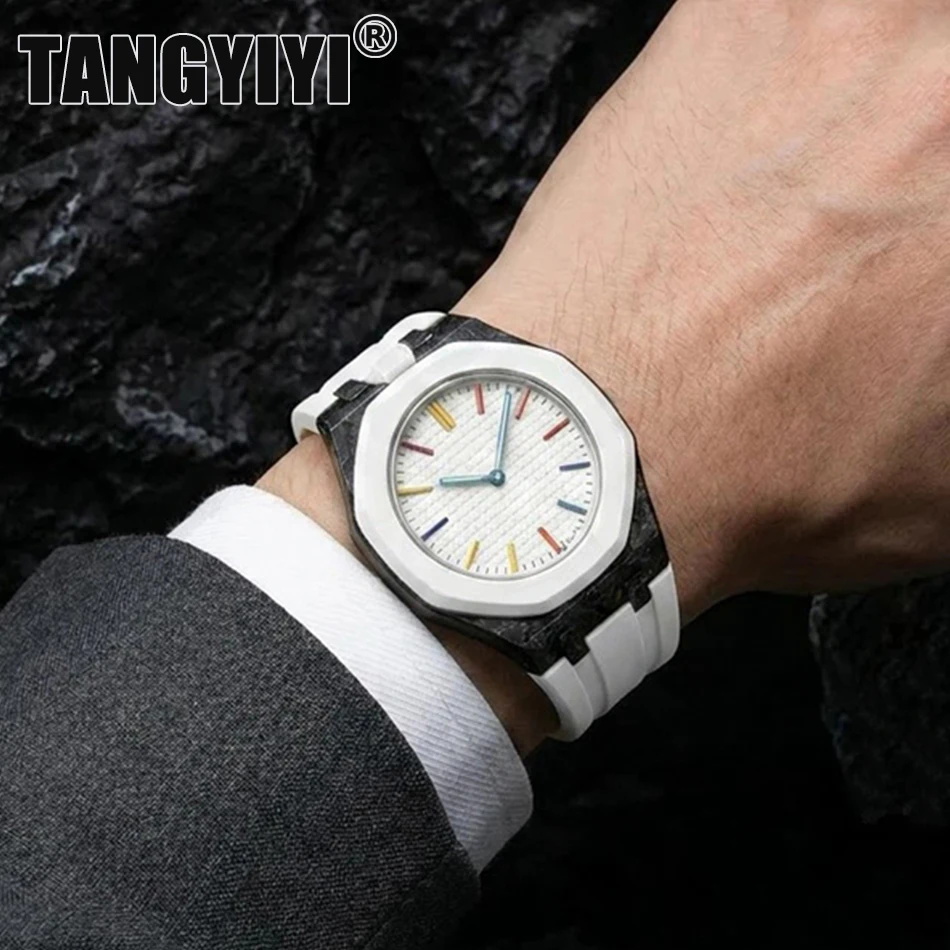 Carbon Fiber Case Silicone Watch Band For Swatch X AP Royal POP Integrated Modification Strap Change To Wristwatch Accessories