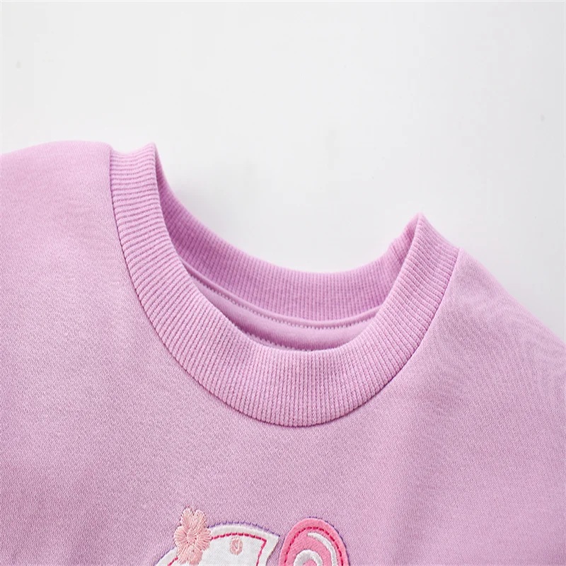 Jumping Meters 2-7T Ice Cream Autumn Winter Girls Sweatshirts For Baby Long Sleeve Children\'s Clothing Embroidery Hooded Shirts