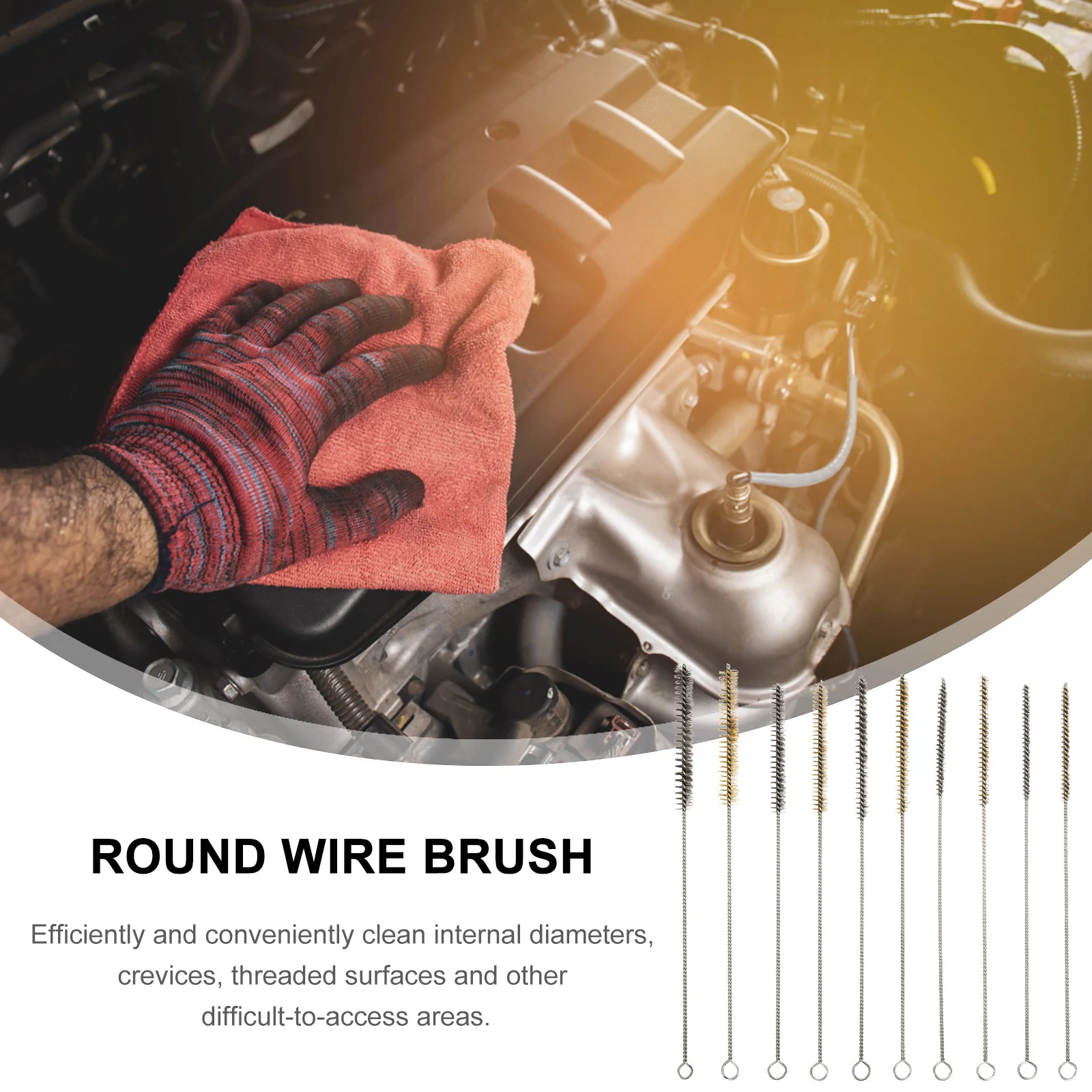 

10Pcs Wire Bore Stainless Steel Tube Brush Pipe Hole Cleaner Wire Brush Kit for Rust Removal Polishing Cleaning in Narrow Areas