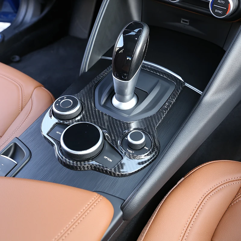 For Alfa Romeo Giulia Stelvio 2017-2019 Car Accessory Real Carbon Fiber Car Interior Center Console Gear Shift Panel Cover Trim