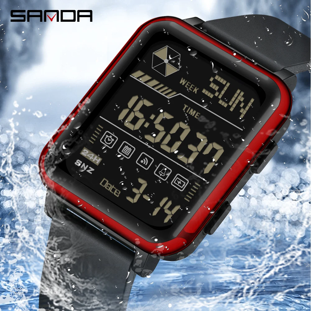 SANDA Digital Watch Men Military Army Sport Wristwatch Top Brand Luxury LED Stopwatch Waterproof Male Electronic Clock Gift 6159