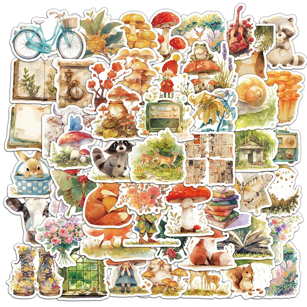 

50PCS Cute Fairytale Animals Graffiti Stickers Aesthetic Cartoon Decals Waterproof DIY Phone Case Laptop Vintage Gifts Sticker