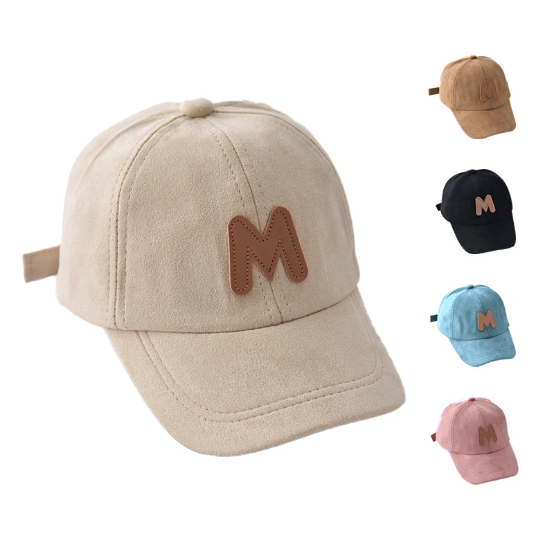 Spring Summer Children Baseball Cap Suede M Letter Baby Hat Outdoor Casual Boys Girls Kids Adjustable Sun Visor Caps