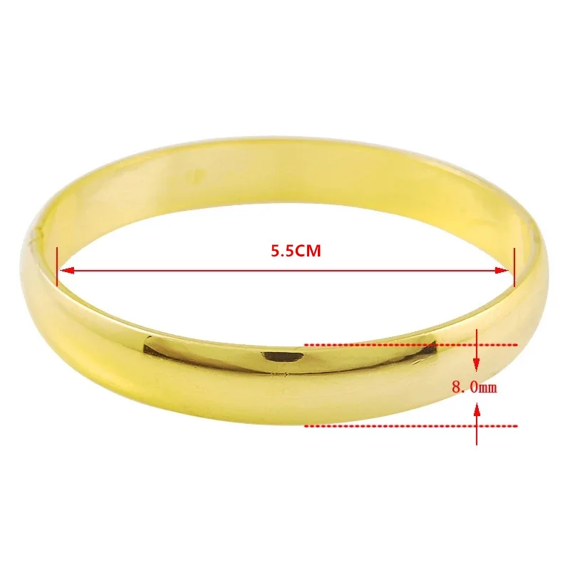 24k Gold Plated Round Bracelet Shiny Simple Women Wedding Jewelry Gift