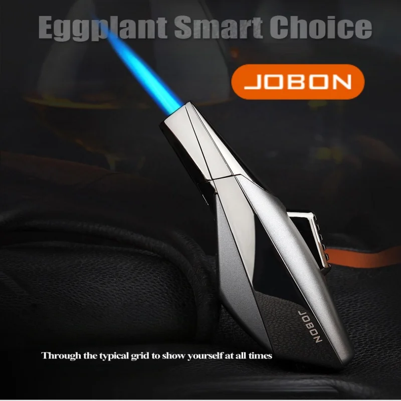 

Ветрозащитная уличная турбо-зажигалка JOBON на бутане с синим пламенем, высокотемпературная, металлическая, для барбекю и сварки, подарок для мужчин