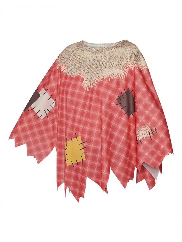 

Halloween Straw Man Shawl Cape Plaid Stage Performance Costume Cosplay Ethnic Tassel Decorative Clothing Women's Fashion