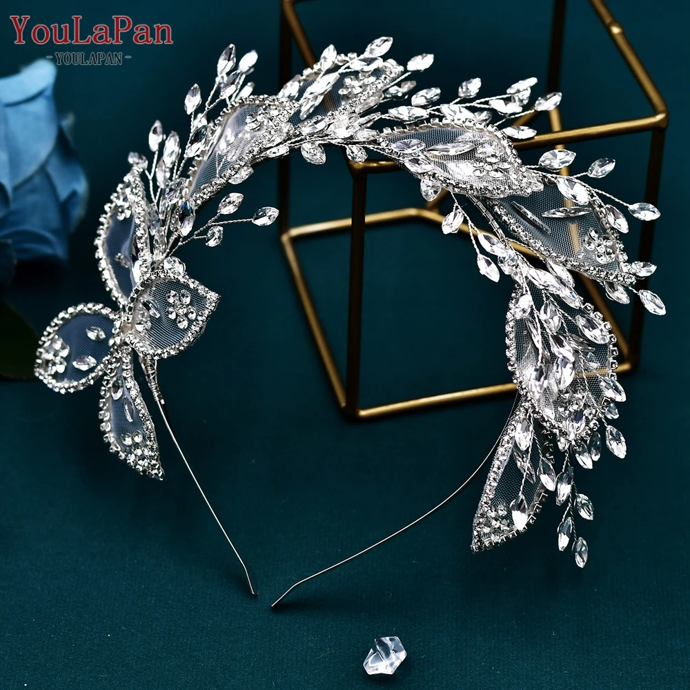 YouLaPan Bridal Wedding strass pizzo fascia gioielli fatti a mano accessori per capelli damigelle d'onore regali fascia di cristallo HP604