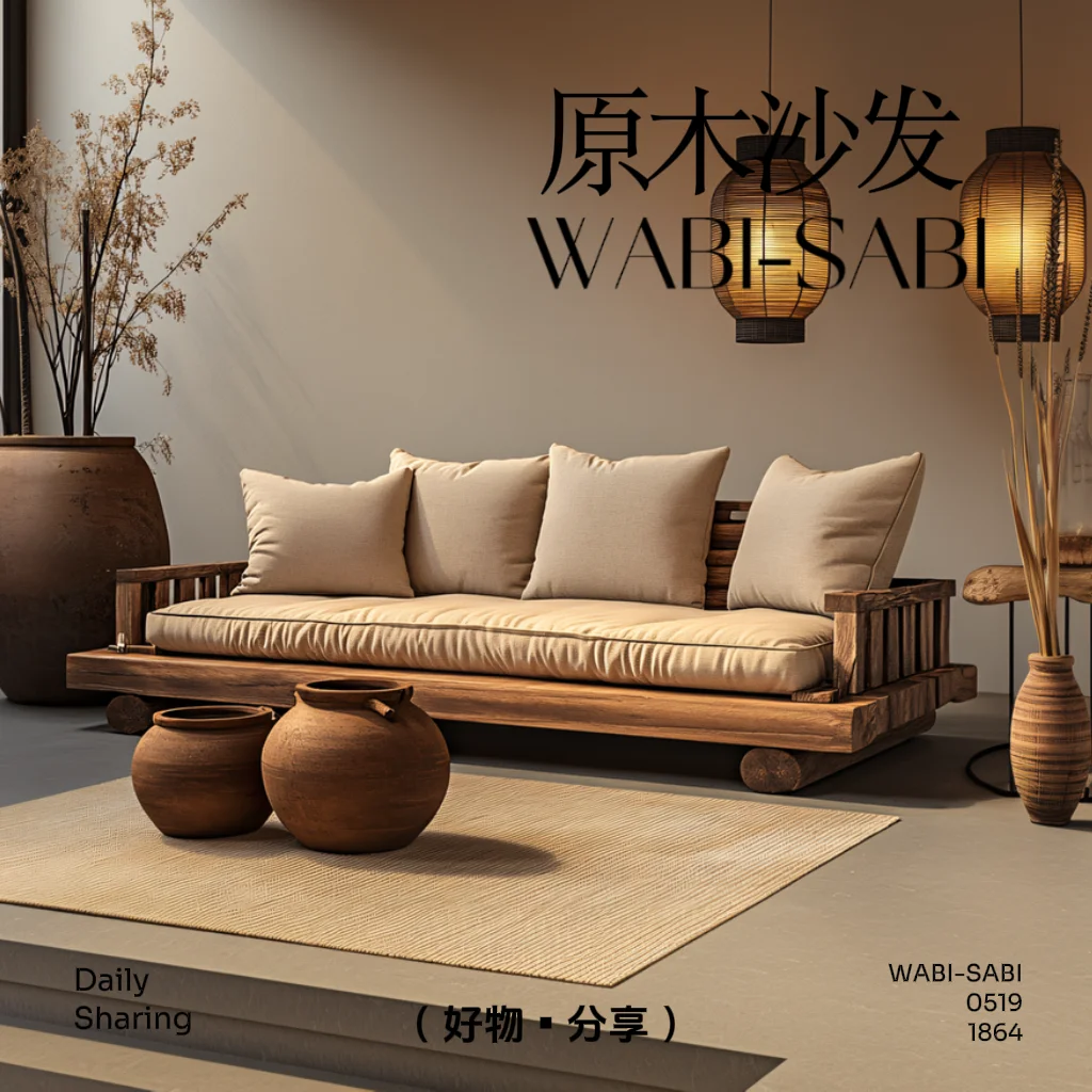 

Диван Wabi Sandy Wind Log для небольшой квартиры, простой диван для гостиной, для отелей B&B и дома