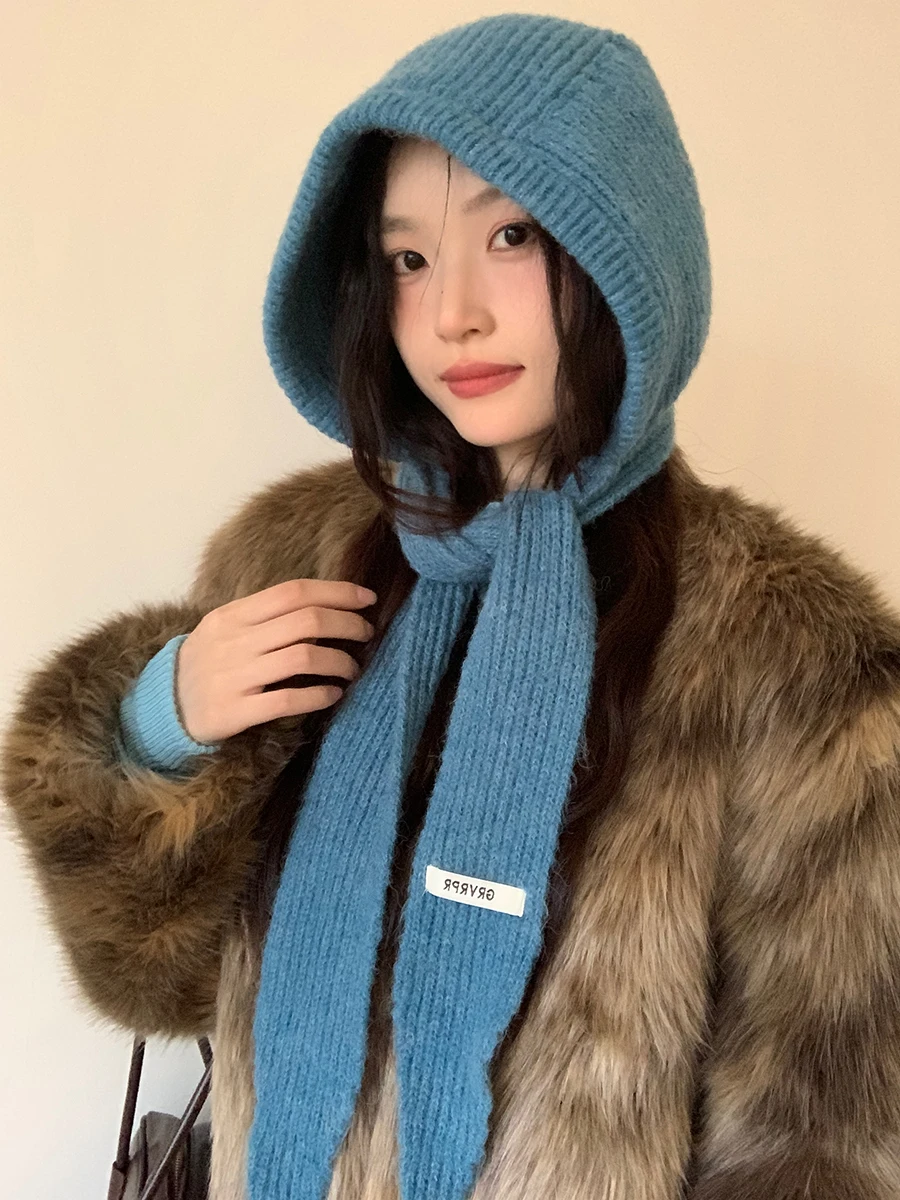 الصوفية عيد الميلاد السنة الجديدة قبعة حمراء وشاح قطعة واحدة المرأة الشتاء محبوك وشاح للرقبة مقنعين بالاكلافا