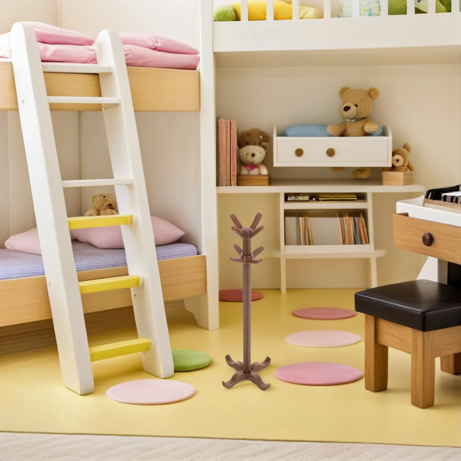 Poppenhuis Kledingrek Meubilair Decor Hanger Boomkast Boekenplank Hoed Kleding Mini Kapstok Decoratieve Display