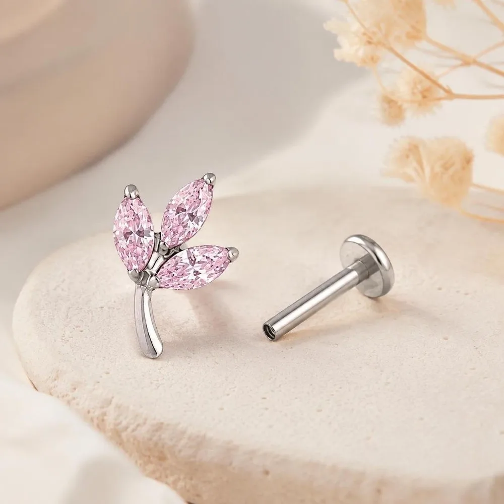 Lightweight Labret Stud ASTM F136 Titanium Internally Threaded Piercing Jewelry Flat Back Polished Surface Lip Stud