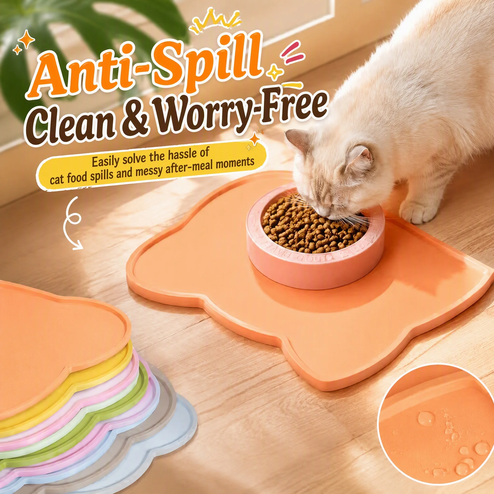 1/2PCS Anti-Slip Pet Silicone Feeding Mat Easy To Clean Washable Cat Dogs Food Meal Mat Dirty Resistant Tableware Waterproof Mat