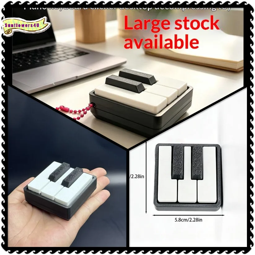Mini Piano Keyboard Fidget Clicker Toy Satisfying Press Feel Portable Keyring for Travel Commute Stress Relief Small Gift