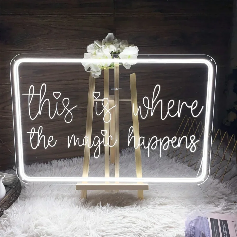 This Is Where The Magic Happen Neon Sign Engrave Personality Led Lights For Room Decors Aesthetic USB Neon Letters On The Wall