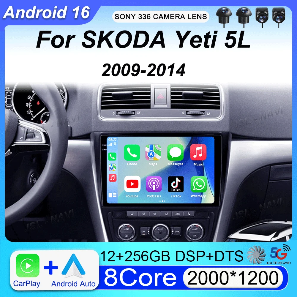 

Carplay 10.1inch 2 Din Android 16 Car Radio GPS for SKODA Yeti 5L 2009 - 2014 Navigation Multimedia Player 2din AutoRadio Stereo