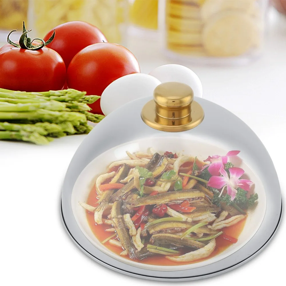 Practical Stainless Steel Food Cover Dome Plated Top 10 Inch Dome Platter Cover Basting Cover Lid Party Dining