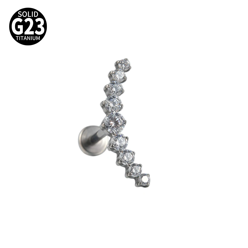 G23 Solid Titanium CZ Flower Moon Cartilage Earring