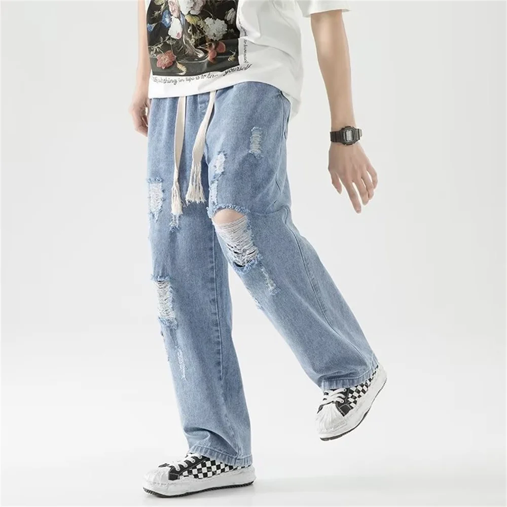 Wide Leg Cargo Pants 2025 Streetwear Baggy men Jeans Spring Autumn Men Korean Fashion Loose Straight Male Brand Clothing Black