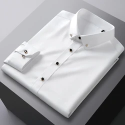 Chemise boutonnée en diamant pour homme, manches longues, léger, lisse, intelligent, décontracté, soirée séparés ante, sans poche, injTouch