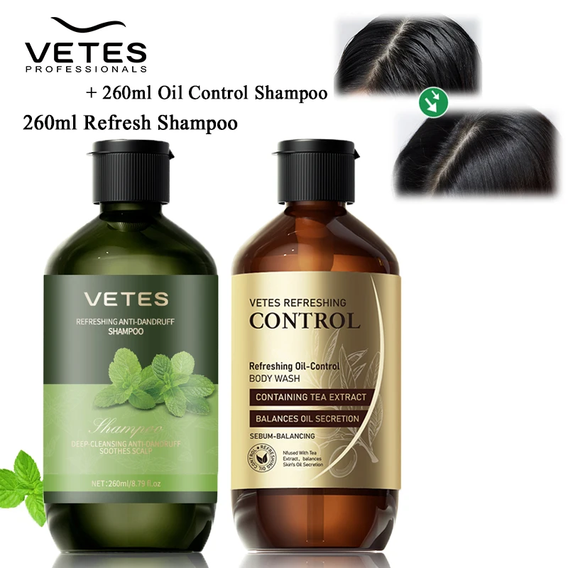 

Vetes Body Wash 260ml Oil Balancing All Day Fresh Shampoo and Shower Gel Set Oil Control Anti Itch Deep Cleaning Hair Body Care