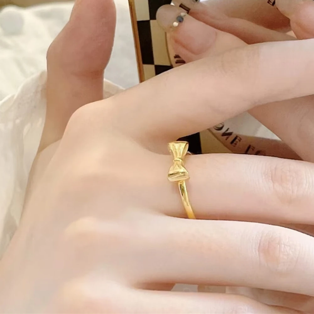 Minimalist Style Bow Ring for Women\'s Valentine\'s Day and Christmas Jewelry Gift