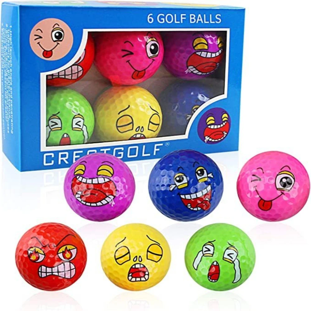 6-حزمة كرات جولف مضحكة ممارسة كرات الجولف الملونة الجدة إكسسوارات الغولف مزدوجة الطبقات المجال 42.6 مللي متر القطر #1