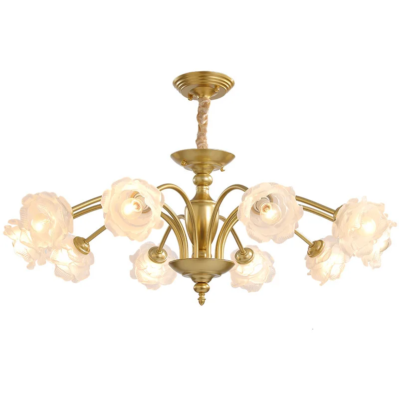 

American retro living room bedroom light simple modern dining room study flower lamp, French chandelier