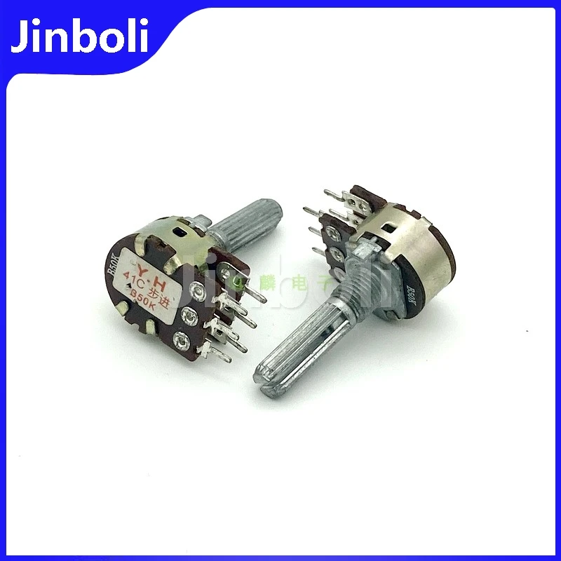 3PCS 16 Type B50K 6-Pin Double With Stepping Speaker Amplifier Audio Volume Adjustment Potentiometer Flower Shaft Length 25mm