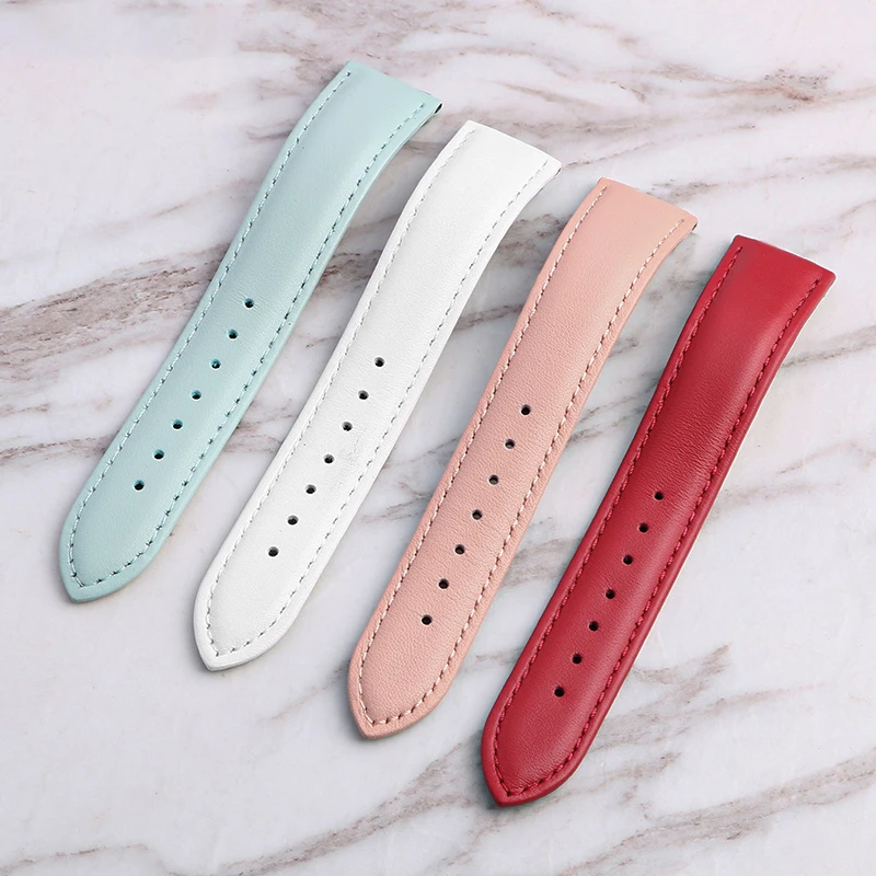 Zethydum Cowhide WatchBand 12mm 14mm 16mm 18mm 20mm Replacement Strap Ladies Quick release Bracelet for Casio Armani Tissot