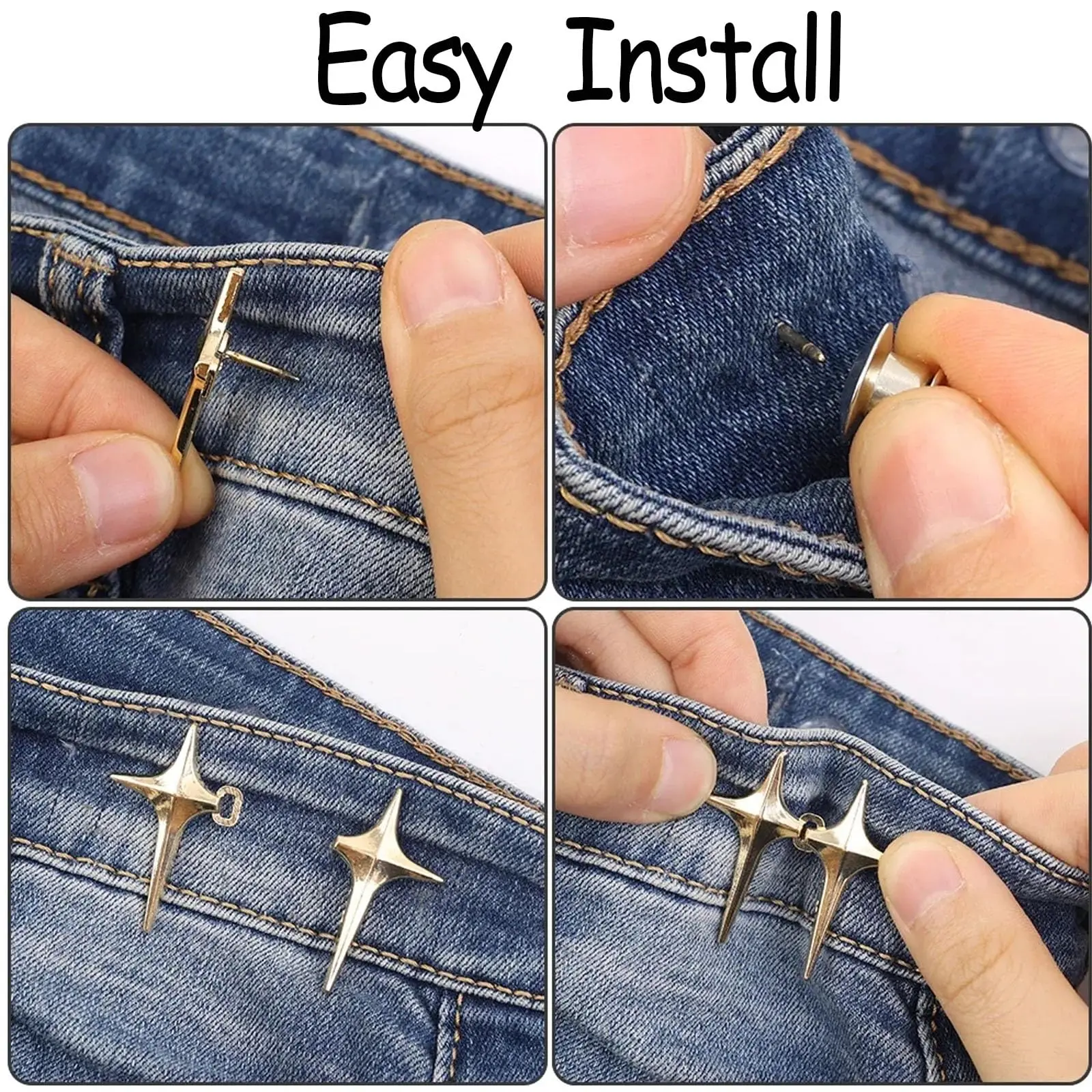 8 Sets Adjustable Star Button Pant Waist Tightener No Sew No Tools Detachable Adjustable Waist Buckle Decorative Pants Accessori