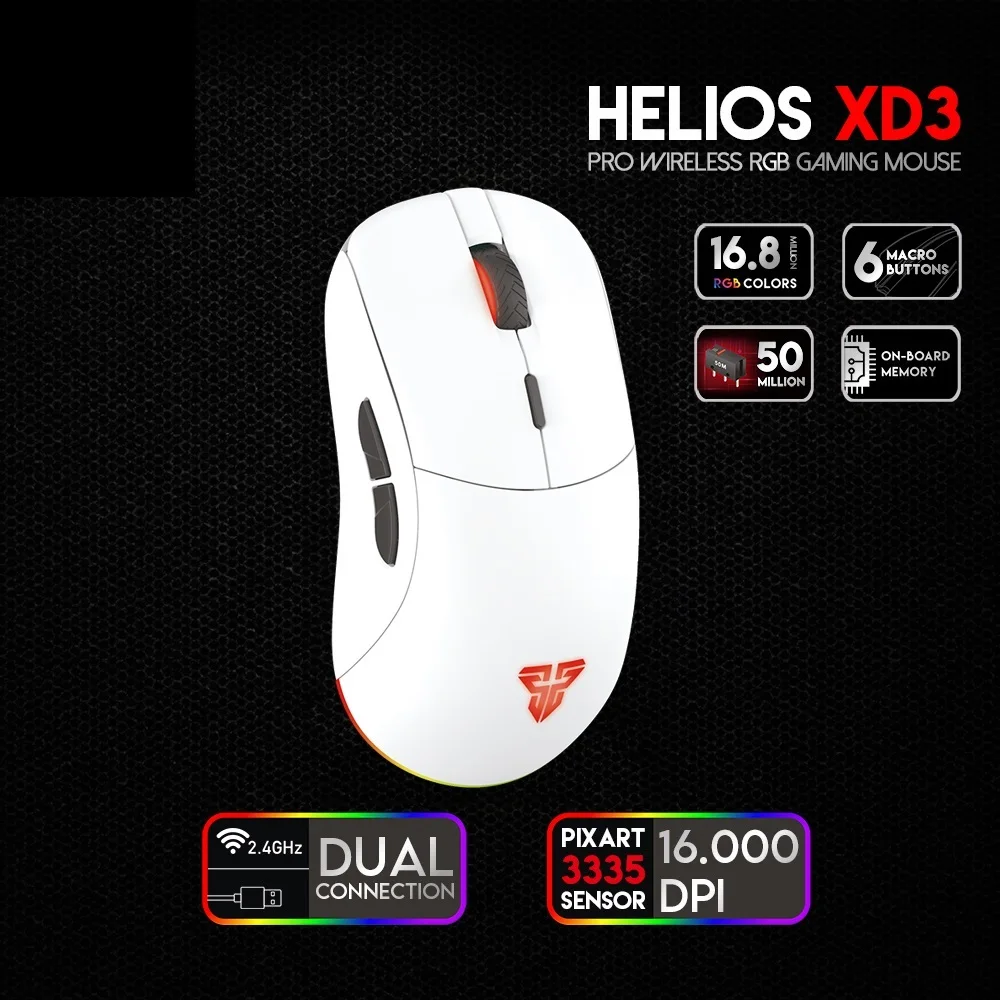 Top XD3 2.4G Wireless Gaming Mouse Professional Game Chip PIXART3335 16000DPI 6 Macro Buttons RGB Mice For LOL FPS Gamers