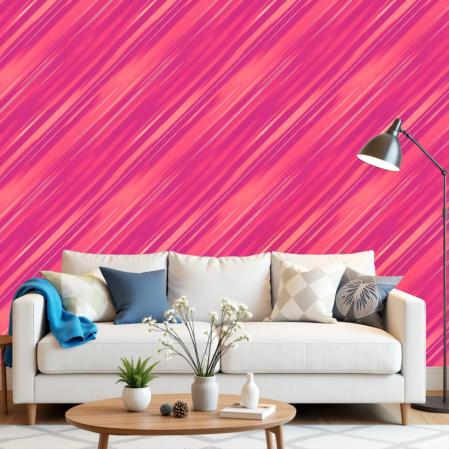 

Абстрактные розовые обои в диагональную полоску 22,83 "X 118" водонепроницаемые обои для гостиной/спальни/ванной комнаты ПВХ стикер на стену