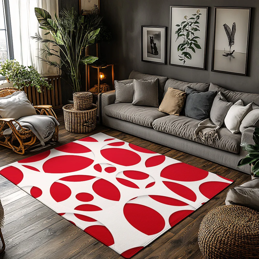 

Tuniu красный, белый ковер с геометрическим узором, нескользящий напольный коврик для гостиной, спальни, кухни, декор