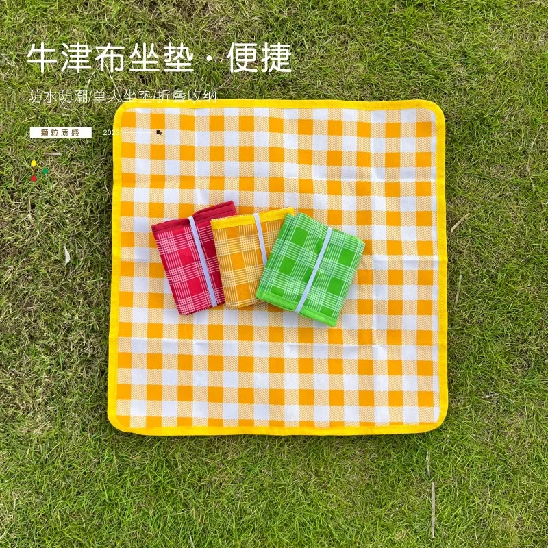 Outdoor Spring Outing Oxford Cloth Plaid Picnic Mat Single Cushion Small Size Convenient Waterproof Moisture-Proof Beach Mattres