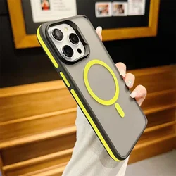 Luxury Matte Double Color Case for Samsung Galaxy S24 Ultra S22 S23 Plus S24Plus Magnetic Hard Shockproof Armor PC Cover